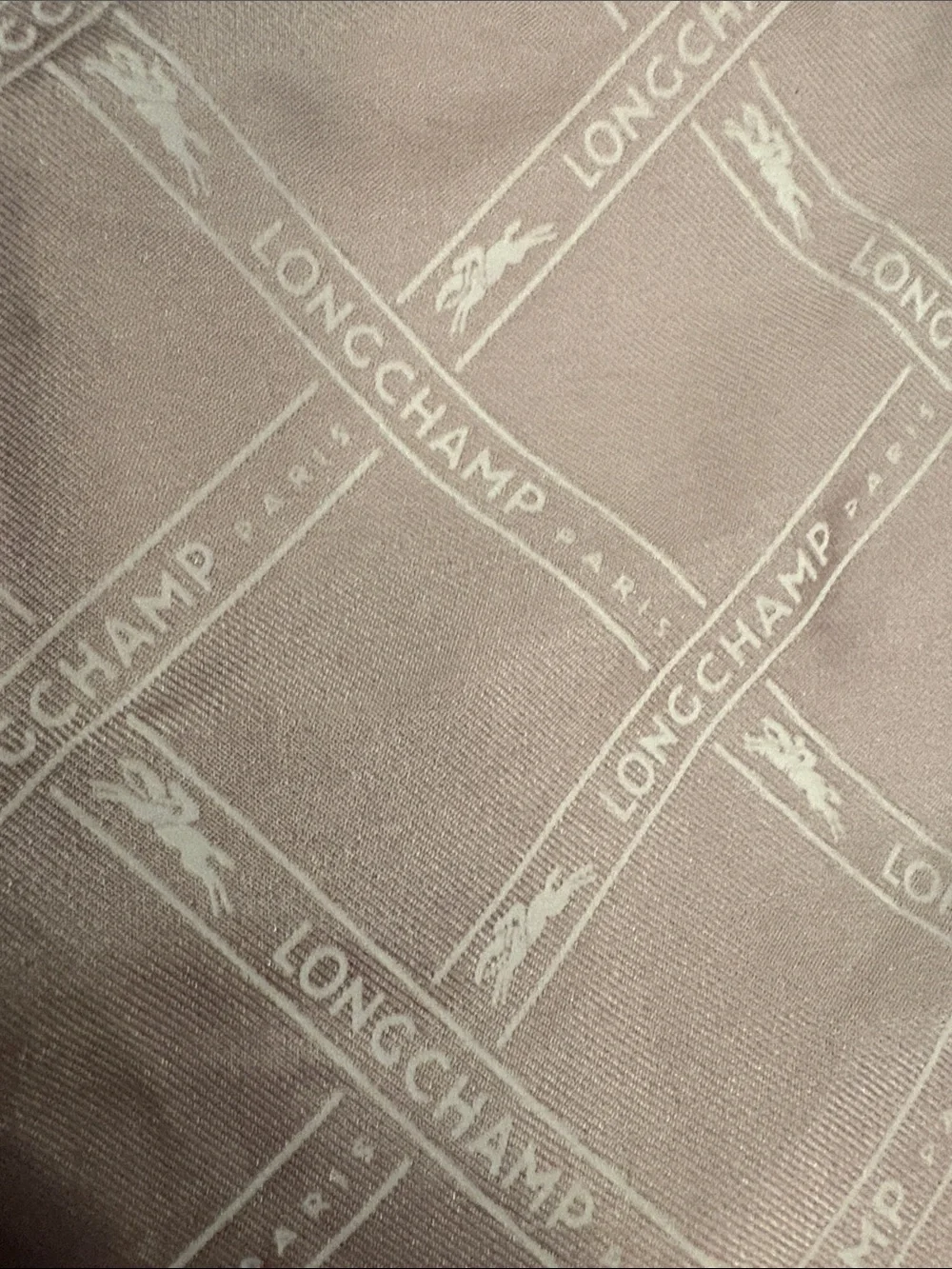 Longchamp Blush Pink Jacquard Logo Silk Scarf